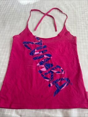 Zumba Fitness Bright Pink Halter Tank with Blue Graphic